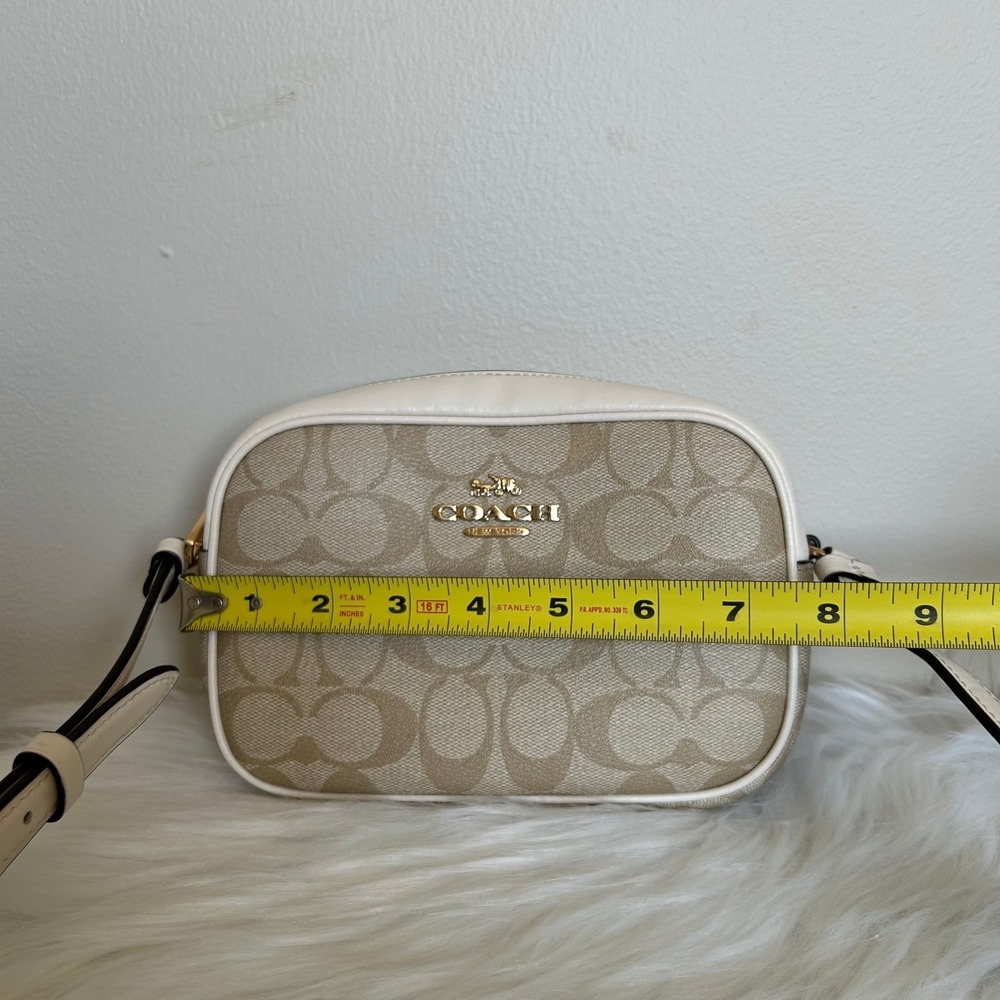 Coach Mini Jamie Light Khaki Chalk Signature Canvas Camera Bag Good - Picture 10 of 12